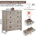 thumbnail image 2 of Joaxswe Grey Dresser for Bedroom Wood 5 Drawer Modern Storage Cabinet for Bedroom Living Room Closet for Living Room, 2 of 7