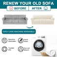 thumbnail image 6 of 4 Piece T Cushion Sofa Slipcovers Stretch Couch Cover Furniture Covers with 3 Individual T Cushion Covers, Machine Washable (3 Cushion Sofa, Porcelain), 6 of 14