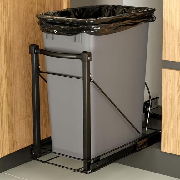 Pull Out Trash Can w/ Soft-Close for Cabinets, Under Sink No Drill Drawer
