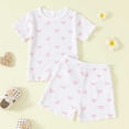 thumbnail image 2 of 3T Girl Clothes Summer Clothes Newborn Girl Outfits,Girls' Clothing Sets, Bow Print Top with Shorts Set for Baby Girl Summer Fashion Casual Fashion Outfit, 2 of 9