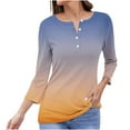 thumbnail image 2 of RXIRUCGD Women's Fashion Casual Gradient Loose Button Tops, Orange, Size: L, 2 of 5