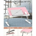 thumbnail image 5 of Adjustable Laptop Bed Desk, Potuopy Leather Bed Table Tray with Removable Stopper, Foldable Laptop Desk for Working Writing Drawing Eating on Couch Floor Bed, Pink(21.65"*13"), 5 of 12