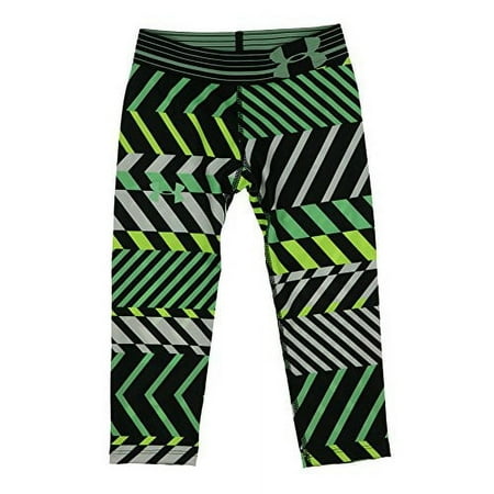 Under Armour Girl's Printed Athletic Capri Leggings--Deep Mint/Black (X-Small)