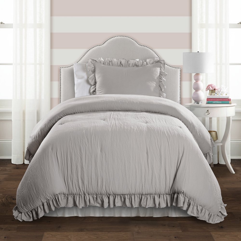 Lush Decor Reyna Textured Ruffle Detail Back To Campus Dorm Room