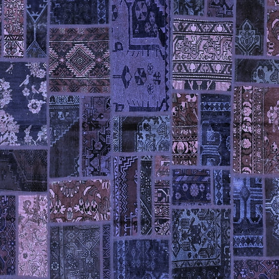 Ahgly Company Indoor Square Oriental Blue Modern Area Rugs, 4' Square