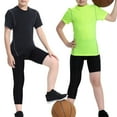 thumbnail image 3 of Xmarks Youth Boys One Leg Compression Pants for Basketball 3/4 One Leg Compression Capri Tights Single Leg Leggings Sports Tights Kids Athletic Soccer Base Layer, 6-14T, 3 of 7