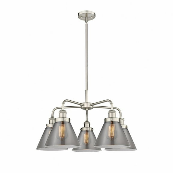 Innovations Lighting - Cone - 5 Light Stem Hung Chandelier In Art Deco Style-15