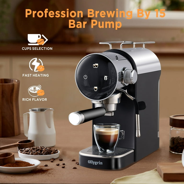 Ollygrin Espresso Machine 15 Bar, Touch Screen Espresso Maker with
