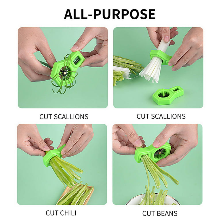 Pompotops 2023 Plastic Vegetable Cutter, Kitchen Convenient Chopped Green Cutter Shredded (Green)