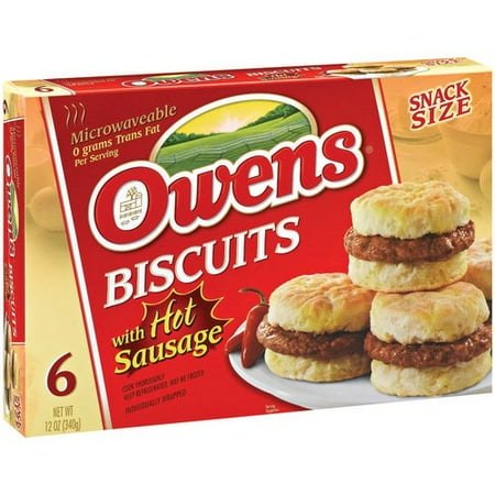 Owens Biscuits with Hot Sausage, 6 count, 12 oz