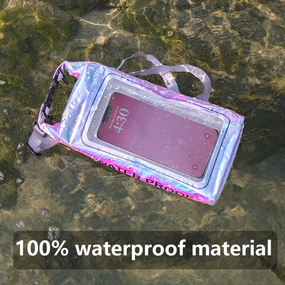 67.63oz/1.32gal Rainbow-Colored Dry Bag for Beaches & Surfing, Swimming, Kayaking, Cell Phone Transparent Dry Pouch, Durable PVC, 5L