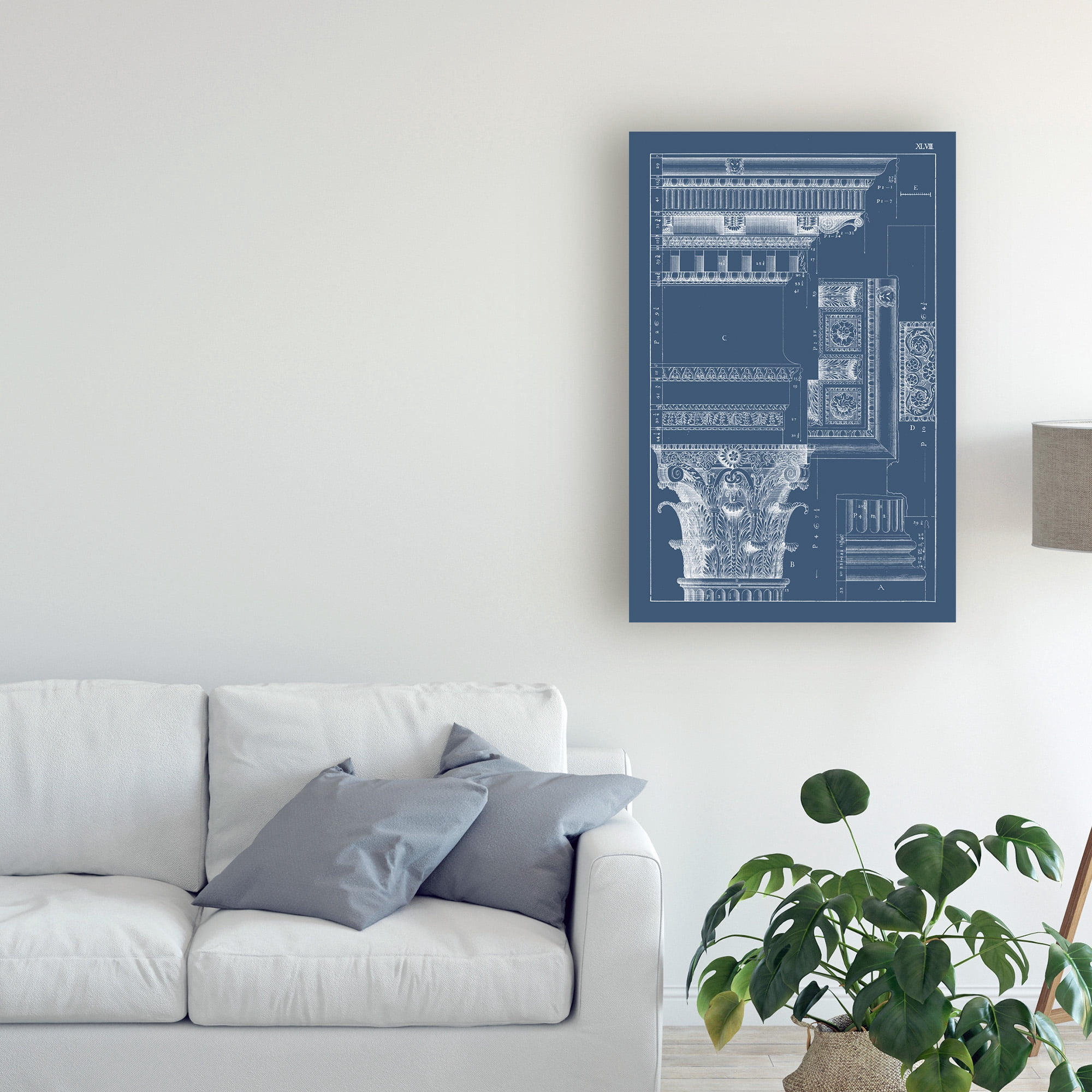 Trademark Fine Art 'Column And Cornice Blueprint III' Canvas Art by Vision Studio