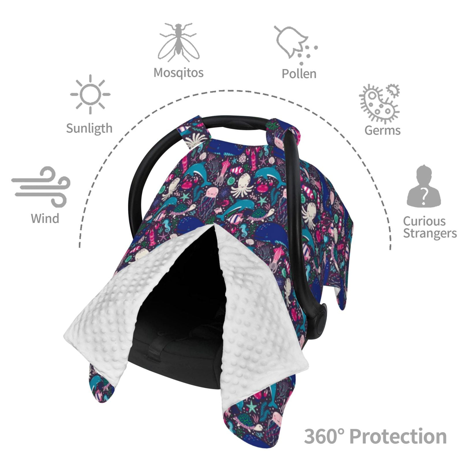 Car Seat Cover Baby - Underwater Animals Breathable Infant Car Seat Cover for Baby Carseat, Lightweight Comfort Baby Essentials Must Haves Newborn Stuff for Girl Boy