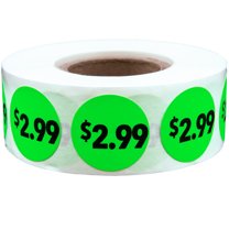Fluorescent Green $.99 Pricing Stickers | 0.75" Inch Round | 500 Pack