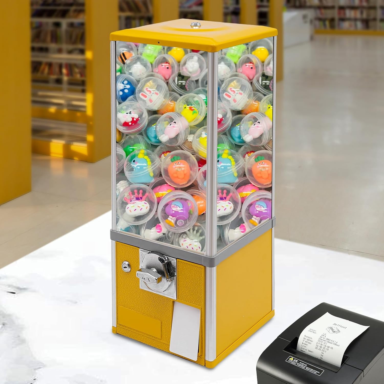 Vending Machine,Commercial Vending Machine,Automatic Candy Gumball Vending Machine,Candy Dispenser Machine for Stores (Yellow),Vending Machine for Home, Gaming Stores