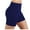 Navy, variant on FRSASU Women's Biker Shorts High Waist Yoga Workout Gym Running Volleyball Shorts with Pockets Silver S(S)