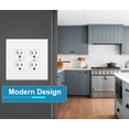 thumbnail image 3 of 2 Gang Duplex Outlet METAL Light Switch Cover - Two Gang Wall Plate for Duplex Outlet Style Light Switches, Stainless Steel White with Semi-Gloss Finish, UL Listed, 4.5 x 4.5 Inches (Made in USA), 3 of 5