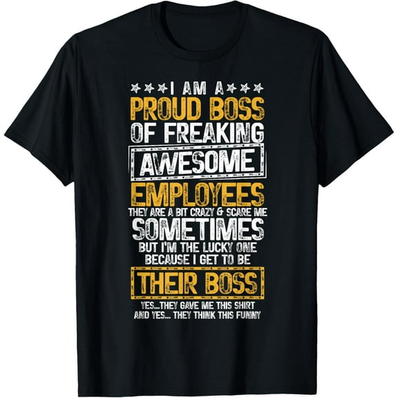 Funny Proud Boss of Awesome Employee Appreciation Office T-ShirtMen's and women's gift, black and white T-shirt, size: Extra large S-4XL