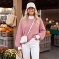thumbnail image 4 of Women's Striped Sweatshirt Long Sleeve Crewneck Casual Oversized Pullover Relaxed Fit Fall Top, 4 of 8