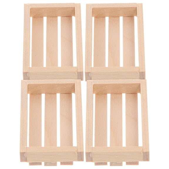 Worgeous 4Pcs Khaki Wooden Crates for Storage and Decorative Use 2x1.2x0.4in