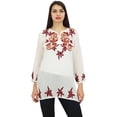thumbnail image 1 of Phagun Women's Indian Ethnic Casual Tunic with Aari Work White Short Top-14, 1 of 1