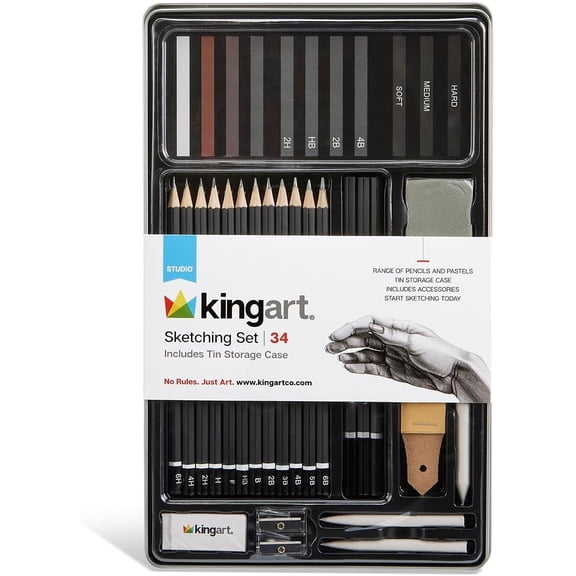 Sketching Set in Tin Case , 34 pc