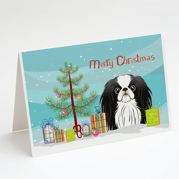 Caroline's Treasures Japanese Chin Christmas Greeting Cards with Envelopes, 5" x 7" (8 Count)
