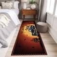 thumbnail image 4 of 2'x6' Rug Runners for Hallways Kitchen, Burnt Orange Halloween Non Slip Entryway Beside Floor Carpet Runner, Spooky Pumpkins Horror Plaid Washable Laundry Room Bedroom Throw Rugs Mat for Family Pet, 4 of 8