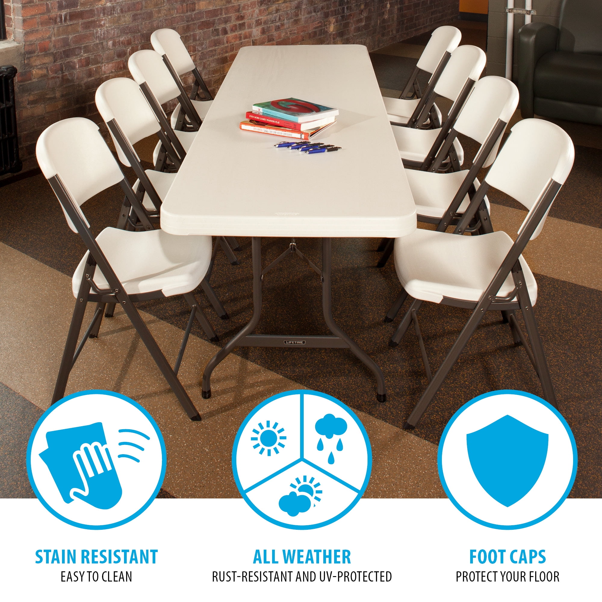 Lifetime 8' Commercial Grade High-Quality Folding Table, Almond (22984)