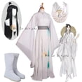 thumbnail image 2 of Disfraz de cosplay de Xie Lian, disfraz de anime Tian Guan Ci Fu, pelucas Xielian, sombrero de bambú, zapatos, accesorios, traje de anime Han Fu blanco para Halloween, 2 of 5