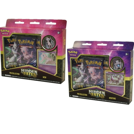 Pokemon Cards Hidden Fates Pin Collections Set Of 2 Mewtwo Mewbooster Packs Pins Foils