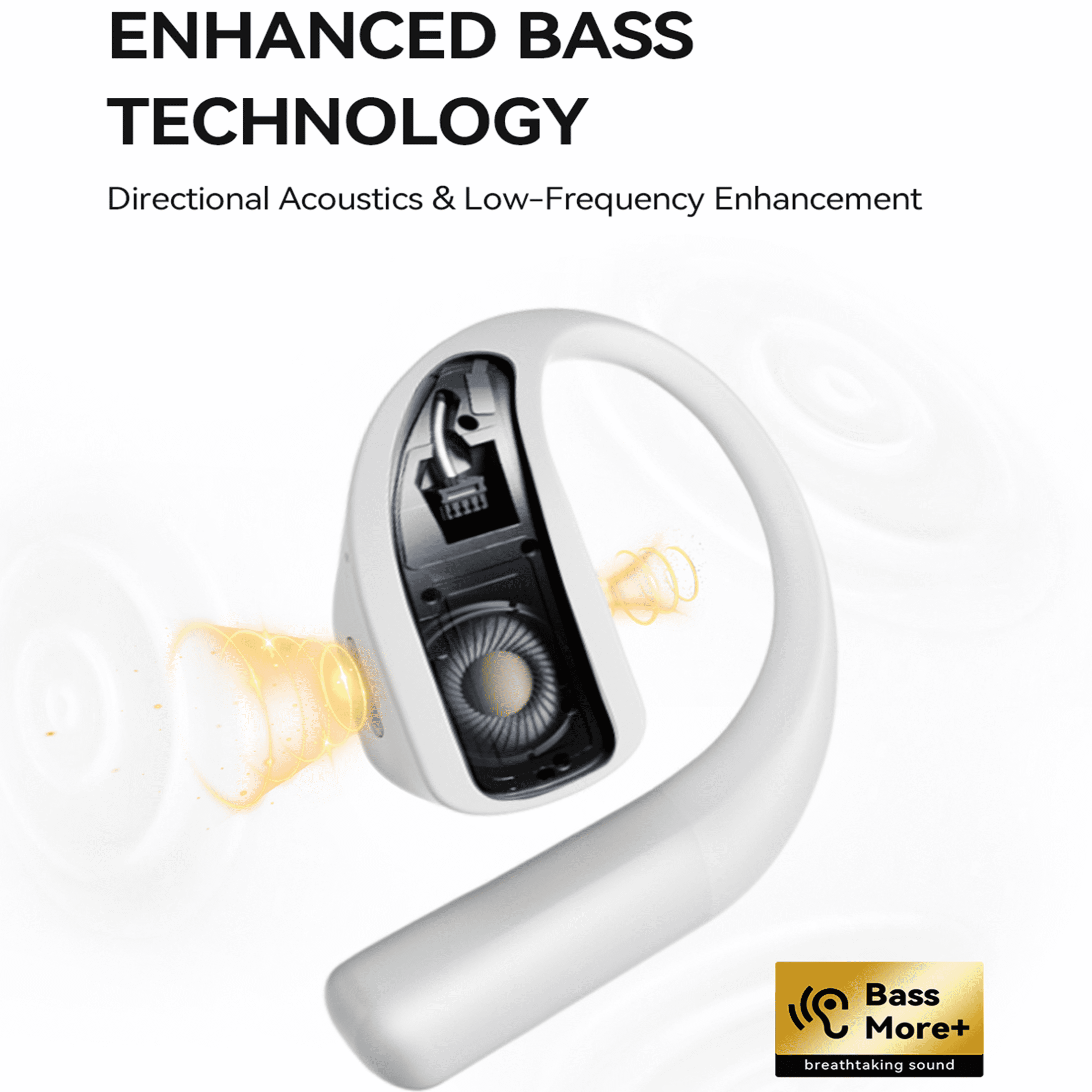 1MORE S70 Open Ear Wireless Earbuds with Charging Case, 40H Playtime, IPX5 Waterproof, White