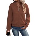 thumbnail image 3 of Womens Jacket Coat Casual Stand Collar Zip Up Fall Fashion Jackets Outfits with Pockets Caramel Color 5XL, 3 of 9