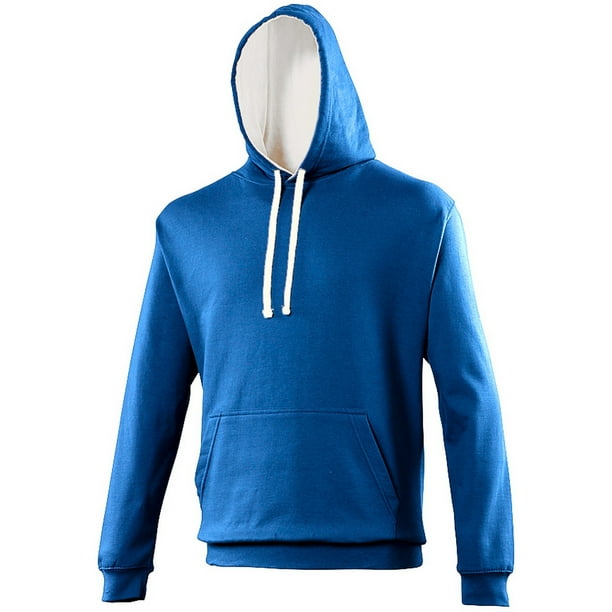 Awdis - Sudadera con capucha Modelo Varsity - Correr/Fitness/Gym/Deporte (Azul Royal / Blanco ártico)