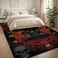 thumbnail image 3 of ODIKA 8'x10' Washable Area Rug Non-Shedding, Easy Care, Eerie Spooky Bats Gothic Skull Motif Halloween Flowing Dynamic for King Size Bedroom Under Bed, Master Suite, 3 of 7