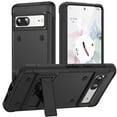 thumbnail image 1 of Funda resistente para Google Pixel 7 de 6,3 pulgadas, PC rígida resistente + TPU suave, soporte integrado oculto, protección de pantalla y cámara, anticaídas, a prueba de golpes, color negro, 1 of 7