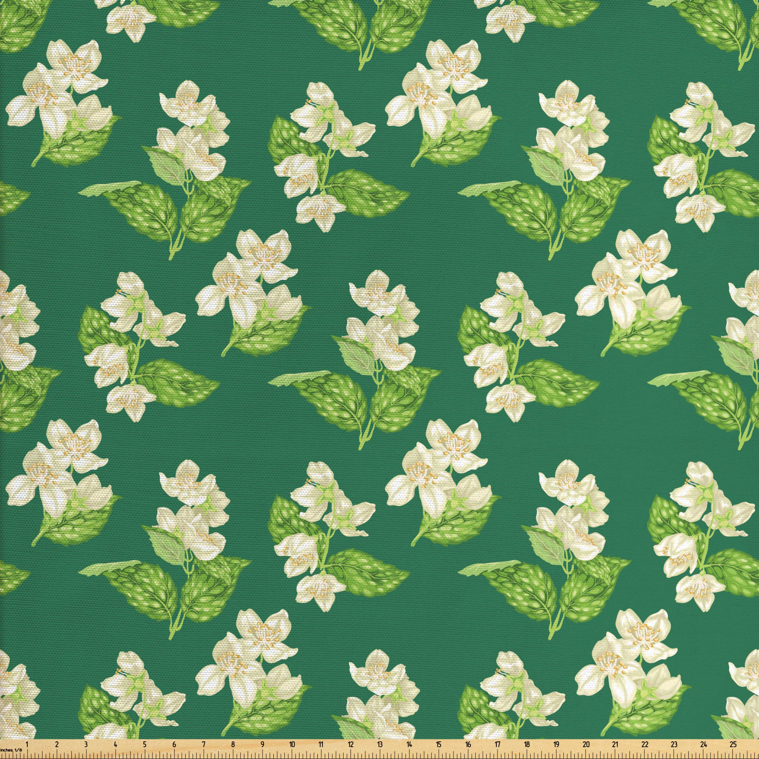 Jasmine Fabric by The Yard, Cartoonish Style Eggshell Flowers with