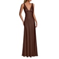 thumbnail image 2 of ChaoHeng Summer Dresses for Women 2026 Maxi for Solid V Neck Sleeveless Mid Waist Flowy Long Casual Coffee M, 2 of 5