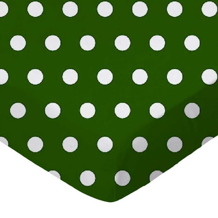 SheetWorld Fitted 100% Cotton Percale Cradle Sheet 18 x 36, Polka Dots Hunter Green