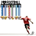 thumbnail image 7 of Football Medal Holder Soccer Medal Holder Hanger Display Wooden Rack Wall Mounted Hook Frame 30+ Football Race Competition Medals Winner Gift for Men Women Birthday Christmas 15.7x5.1inch, 7 of 7