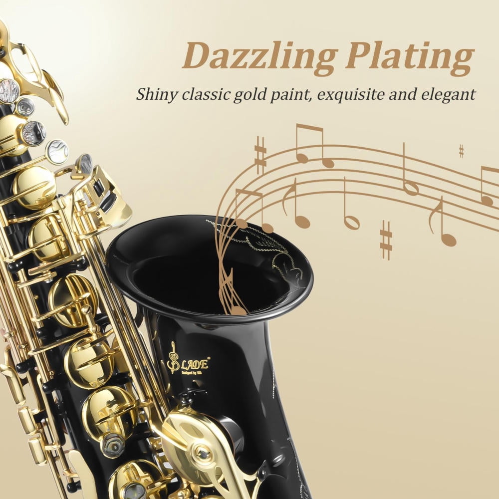 FOVOLAT Alto Saxophone E Flat Golden Alto Saxophone Professional Sound Saxophone Instrument with Case Leather Pads Adjustable Strap for Beginners workable
