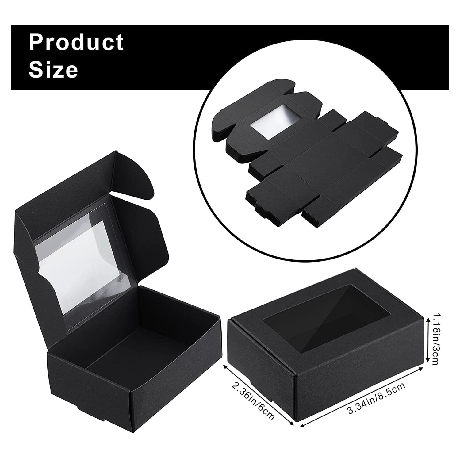 Buy 50 Pcs Mini Kraft Paper Box with Window Present Packaging Box Treat ...