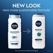 NIVEA MEN Sensitive Skin 3-in-1 Body Wash for Men, Bamboo Extract, Lightly Scented, 16.9 fl oz