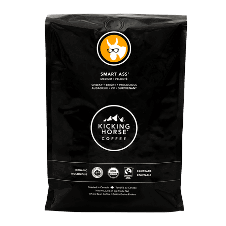 Kicking Horse Coffee, Smart Ass, Medium Roast, Whole Bean, 2.2 Pound - Certified Organic, Fairtrade, Kosher Coffee (B0758GBS8Y)
