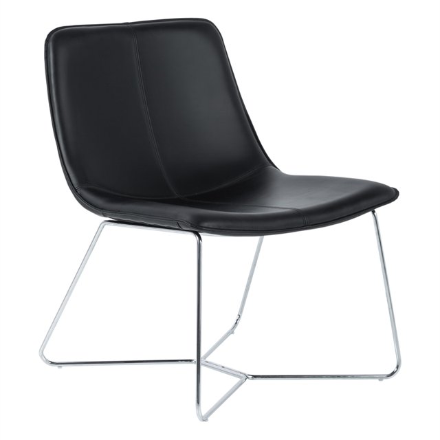 Chaise d'Appoint Grayson en Simili Cuir Noir avec Base Chromée