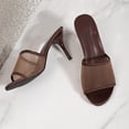 thumbnail image 5 of Gpaecead Women's Mesh Stiletto High Heel Mules Open Toe Breathable Slip On Summer Dressy Evening Party Shoes, Brown, 5 of 8