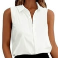 thumbnail image 3 of DuoJiaJ Women's Sleeveless Button Down Shirts Blouses Solid Casual Loose V Neck Tank Tops for Work White XL, 3 of 5