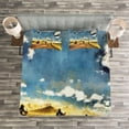 thumbnail image 3 of Ambesonne Travel Quilted Bedspread Set 3 Pcs, Motorcycles Countryside, Queen Size, Multicolor, 3 of 3
