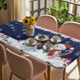 thumbnail image 3 of Navy Blue Snowman Christmas Table Cloths for 4 Foot Rectangle Tables, Xmas Snowflake Winter Ball Patio Waterproof Elastic Fitted Tablecloths, Washable Rectangular Table Cover for Camping, 3 of 8