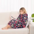 thumbnail image 4 of Dark Blue Christmas Pattern Blanket Hoodies for Kids 6-13YR Oversize Wearable Blanket Hoodies for Boys Girls Teens, 4 of 7